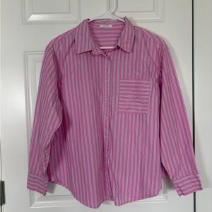 Maurices Pink Striped Shirt with Blue and White Accents